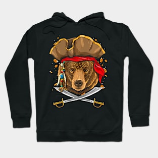 Pirate Grizzly Bear Jolly Roger Flag Nautical Bear Lover Hoodie